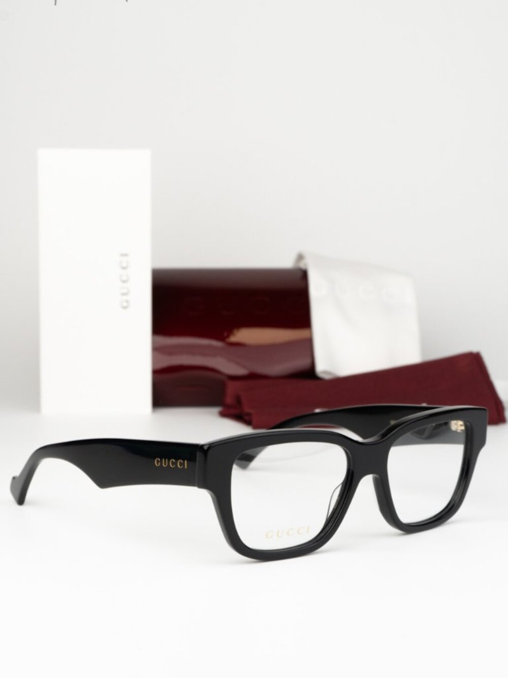Gucci Women Eyeglasses Black Demo Square GG1428O 001 NEW AUTHENTIC